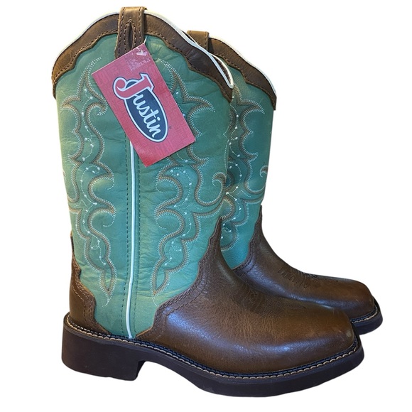 Justin Women’s Gypsy Raya Boots Green 9.5B New In Box - Picture 1 of 6